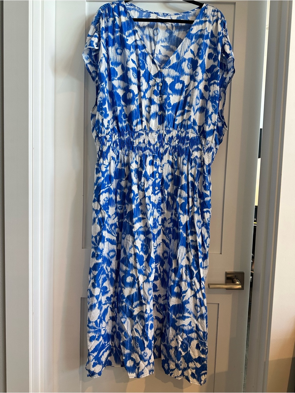 Sonoma Blue and White Floral Midi Dress